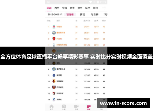 全方位体育足球直播平台畅享精彩赛事 实时比分实时视频全面覆盖